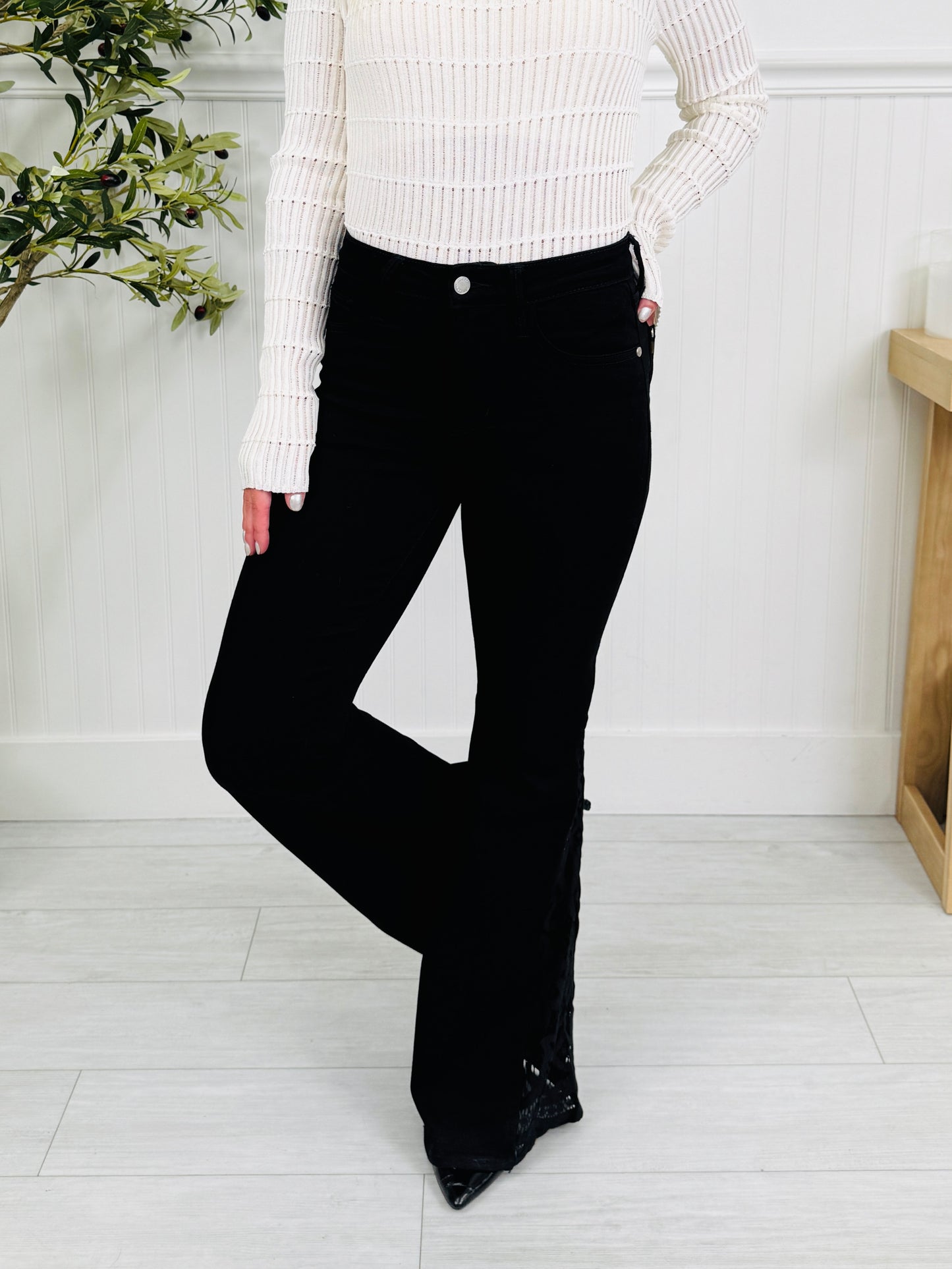 Judy Blue Lace Luxe Flare Jeans In Multiple Inseams