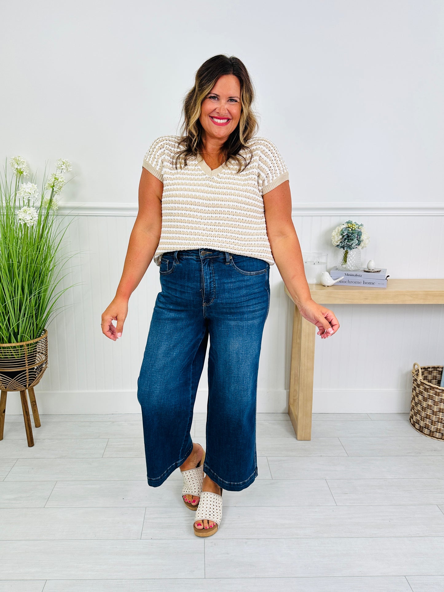 Judy Blue Set The Standard Tummy Control Ankle Wide Jeans