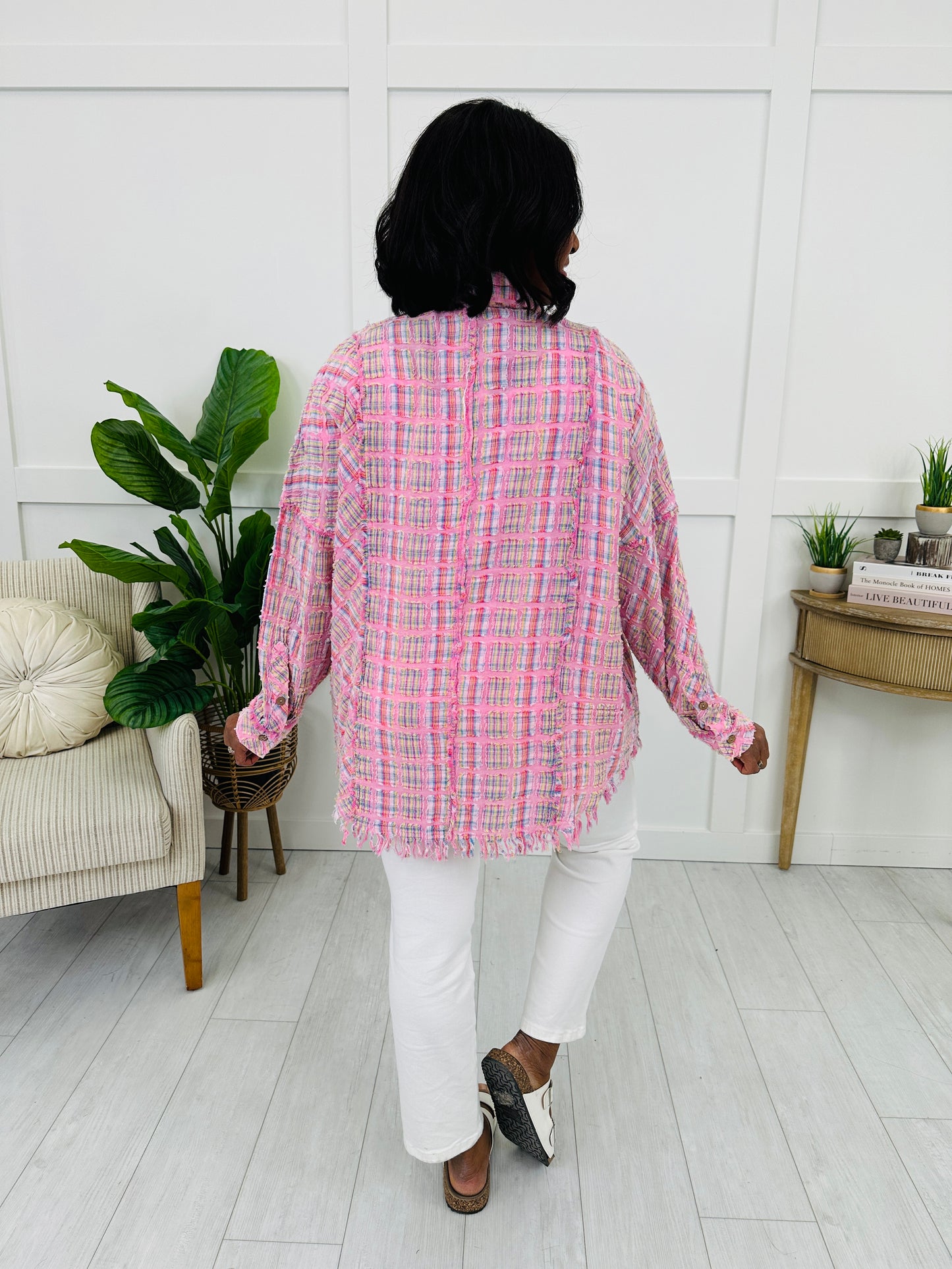 Chilled Out Plaid Top in Pink