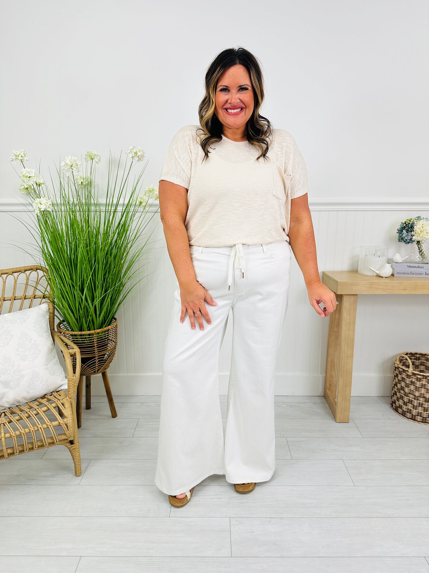 Judy Blue White As a Feather Palazzo Jeans