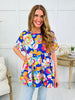Neon Petals Top In Purple Orange