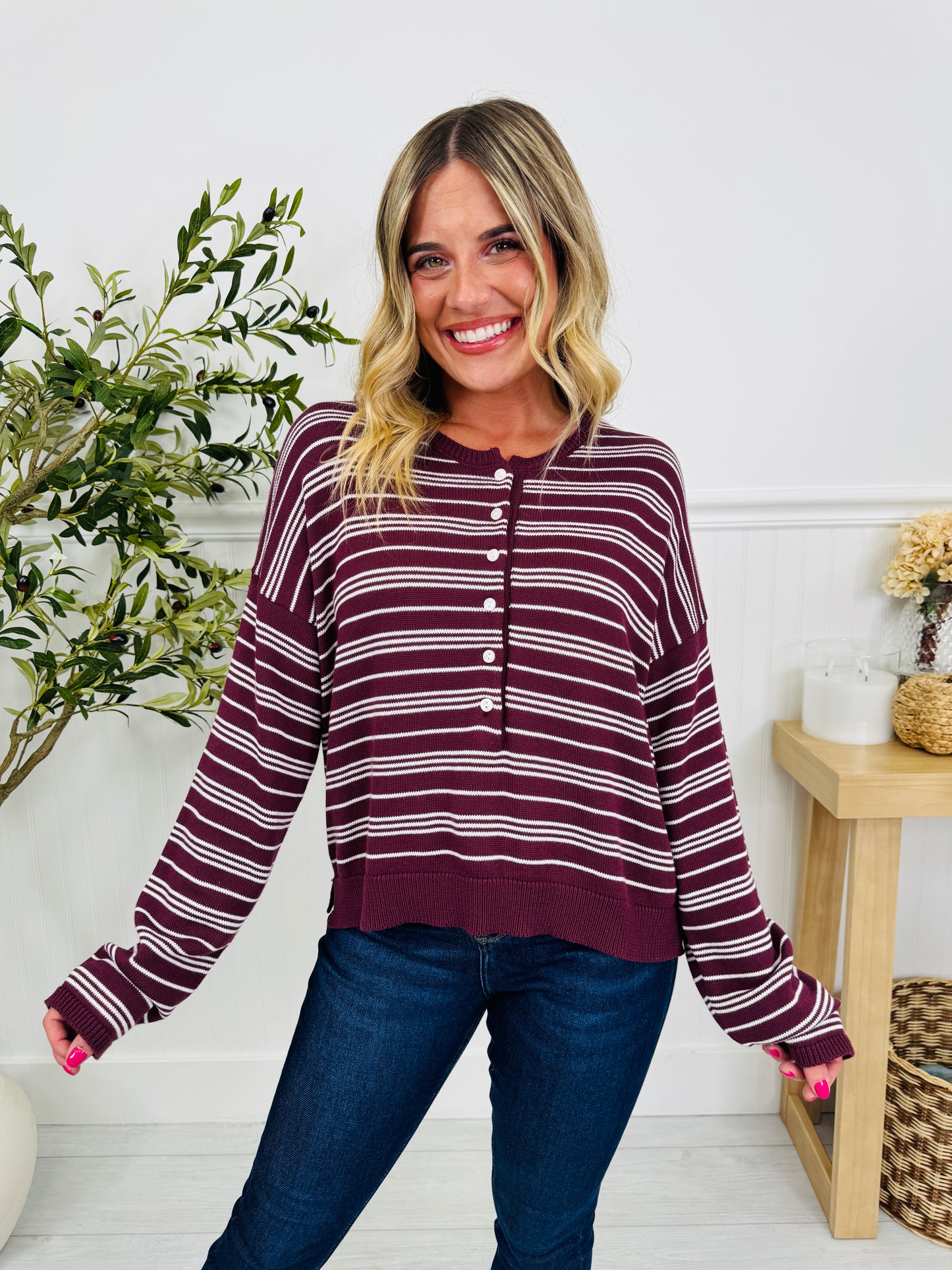 Fine Line Top In Wine