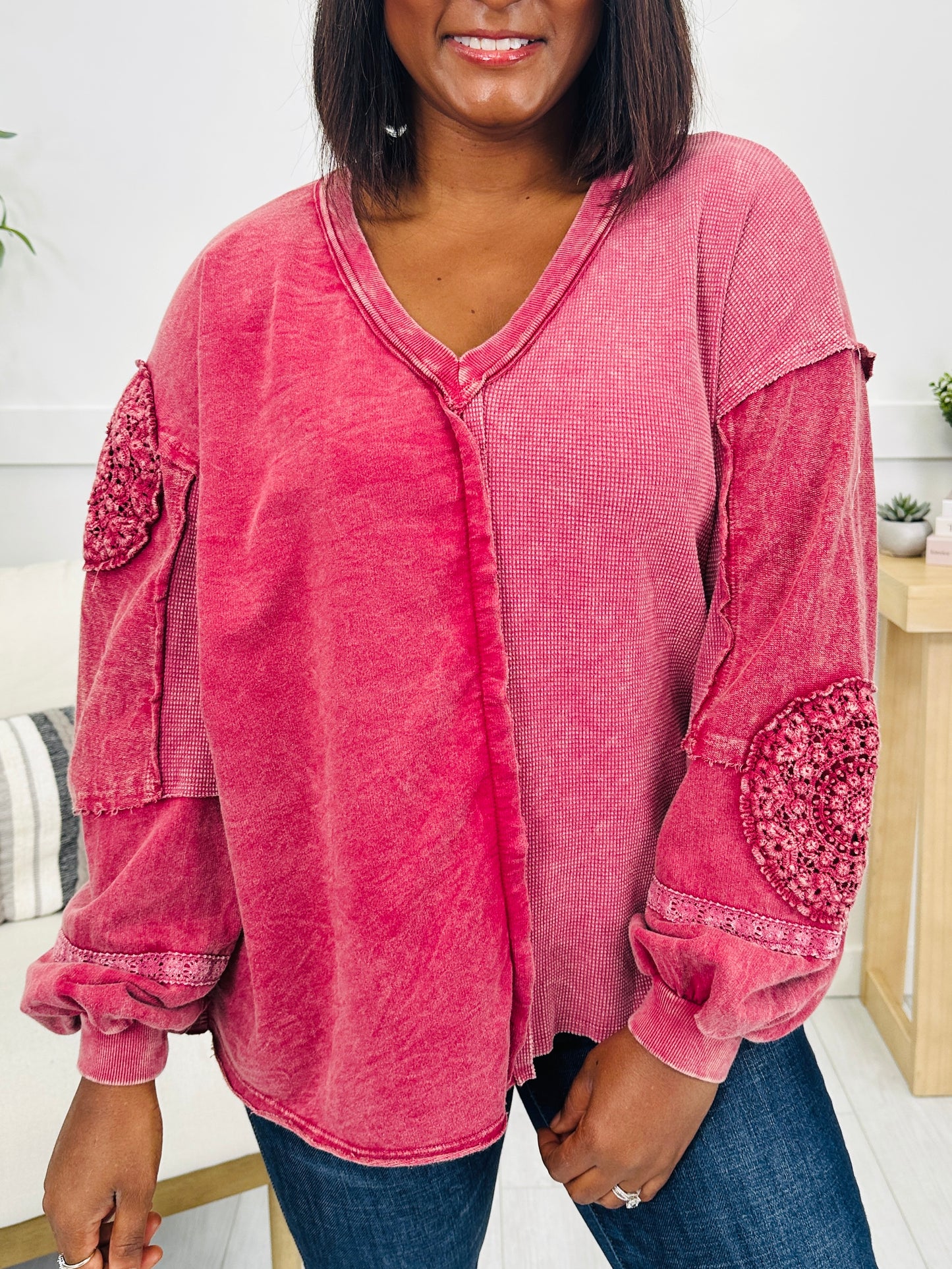 In My Arms Again Top In Burgundy