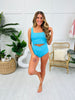 High Waisted V-Cut Swim Bottoms In Bright Blue