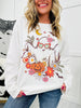 REG/CURVY Floral Ghost Rhinestone Graphic Long Sleeve Top