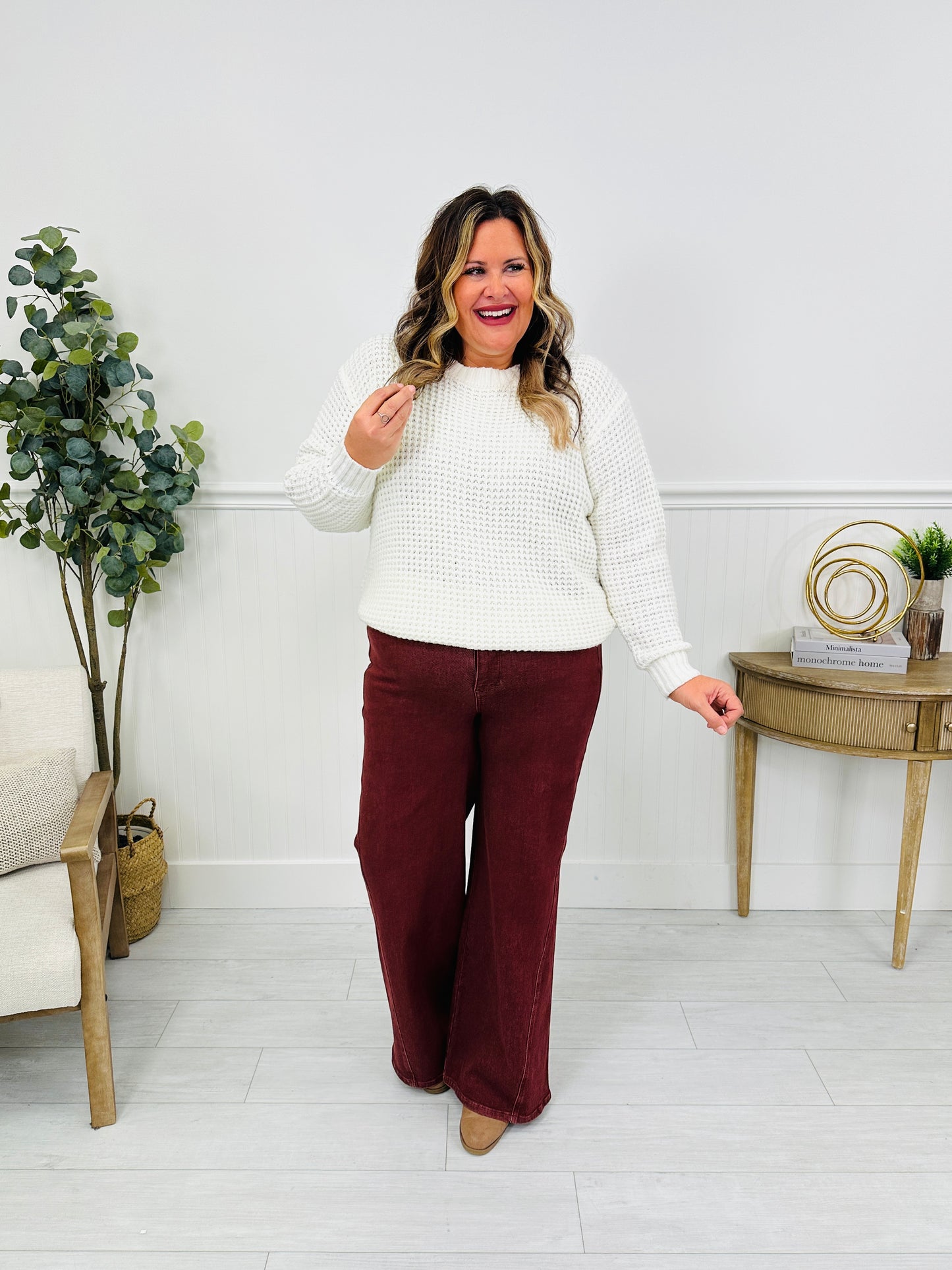 Judy Blue Cranberry Crush Retro Wide Leg Jeans