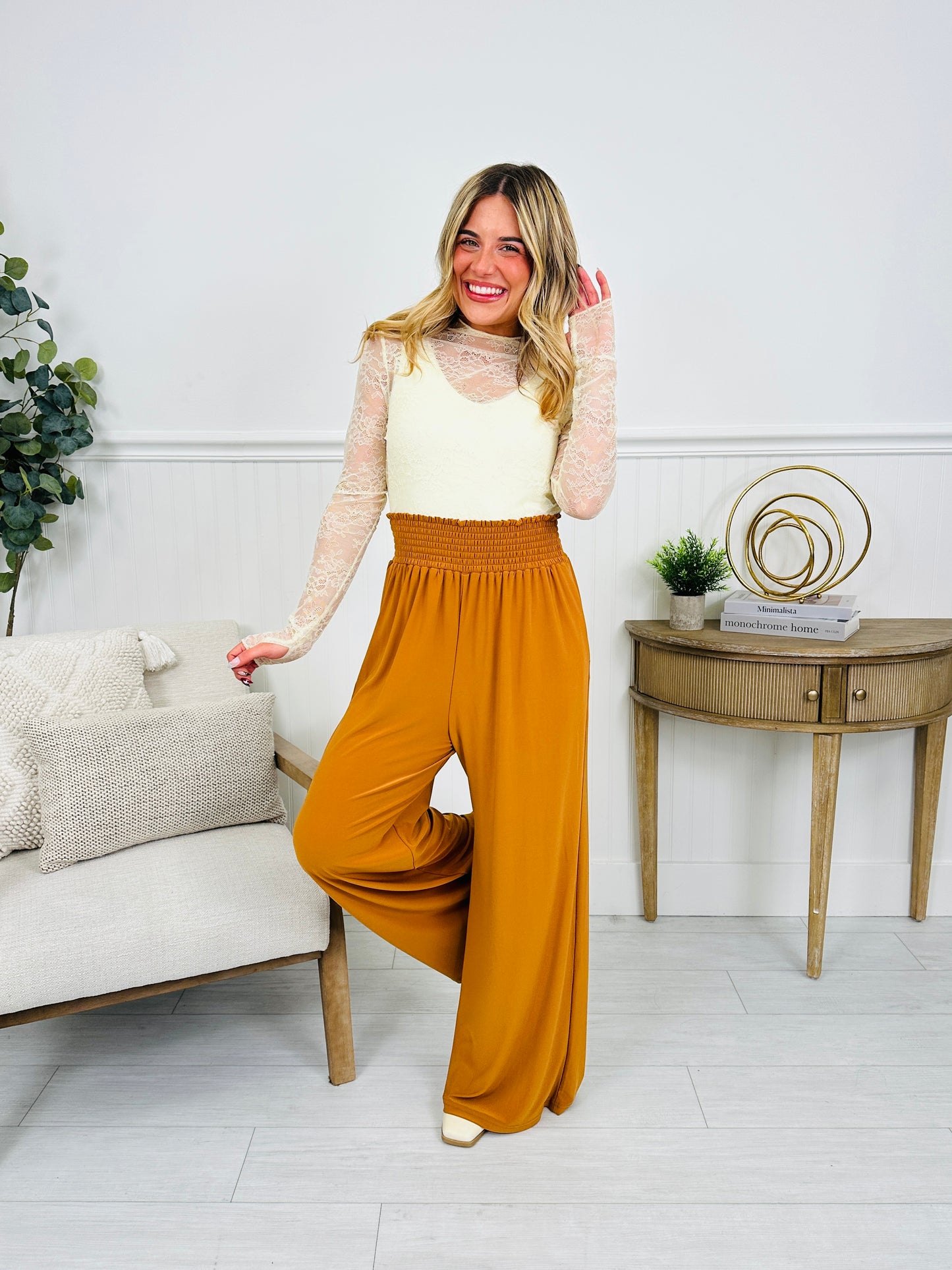 Everlasting Memory Smocked Pants- Camel