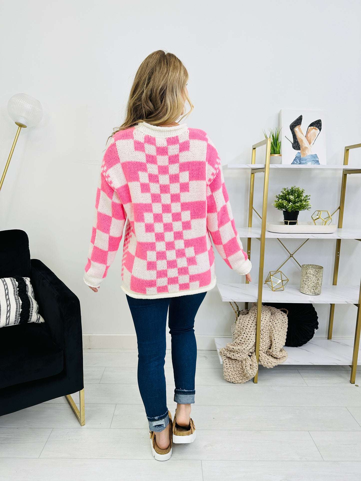 Winning Streak Sweater in Neon Pink Combo