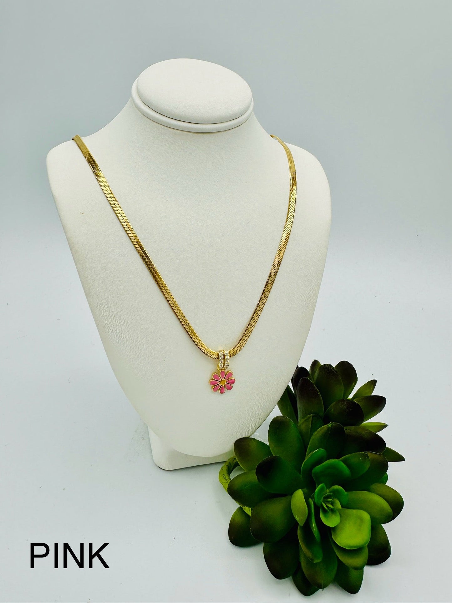 Flower Snake Chain Necklace- Multiple Colors!