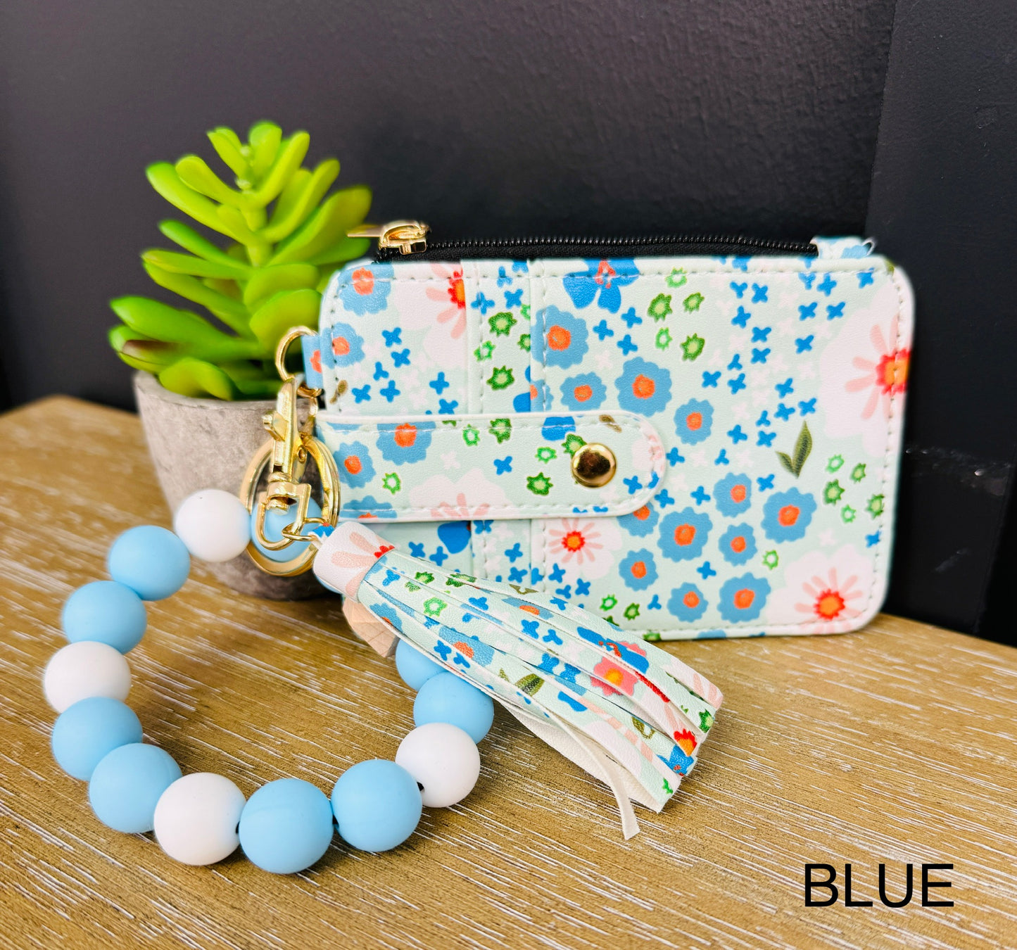 Floral Wallet With Key Ring- Multiple Colors!