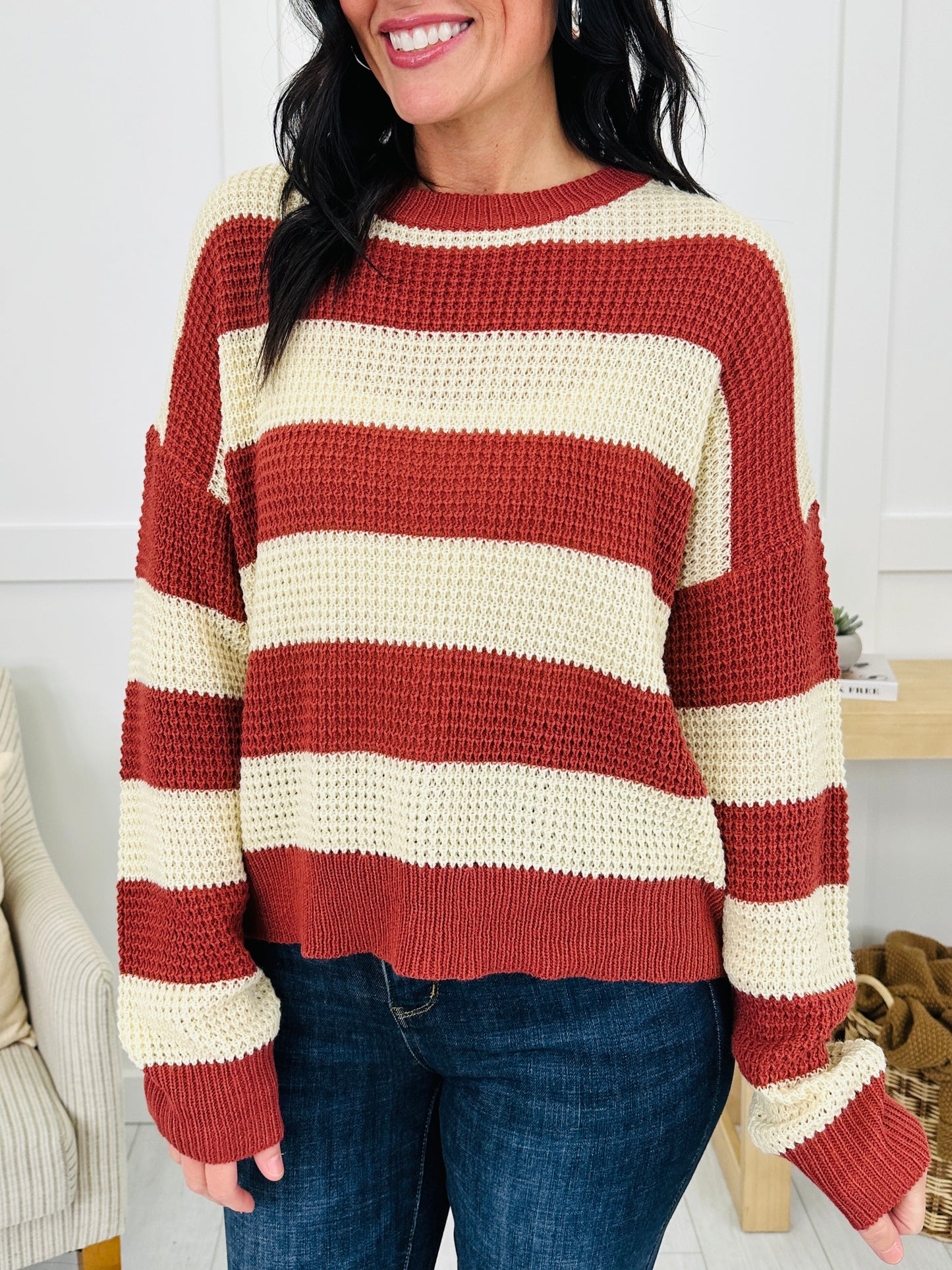 Stay In Stride Sweater in Red Bean