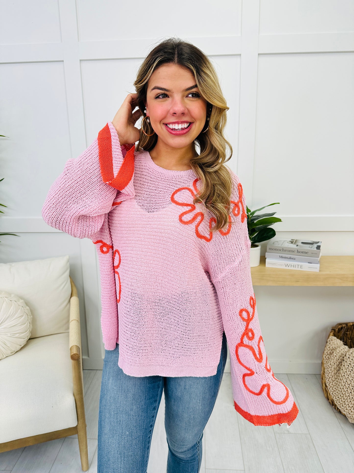 Bloom and Beyond Sweater In Cotton Pink