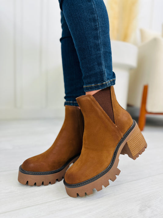 Staying On Track Booties In Cognac