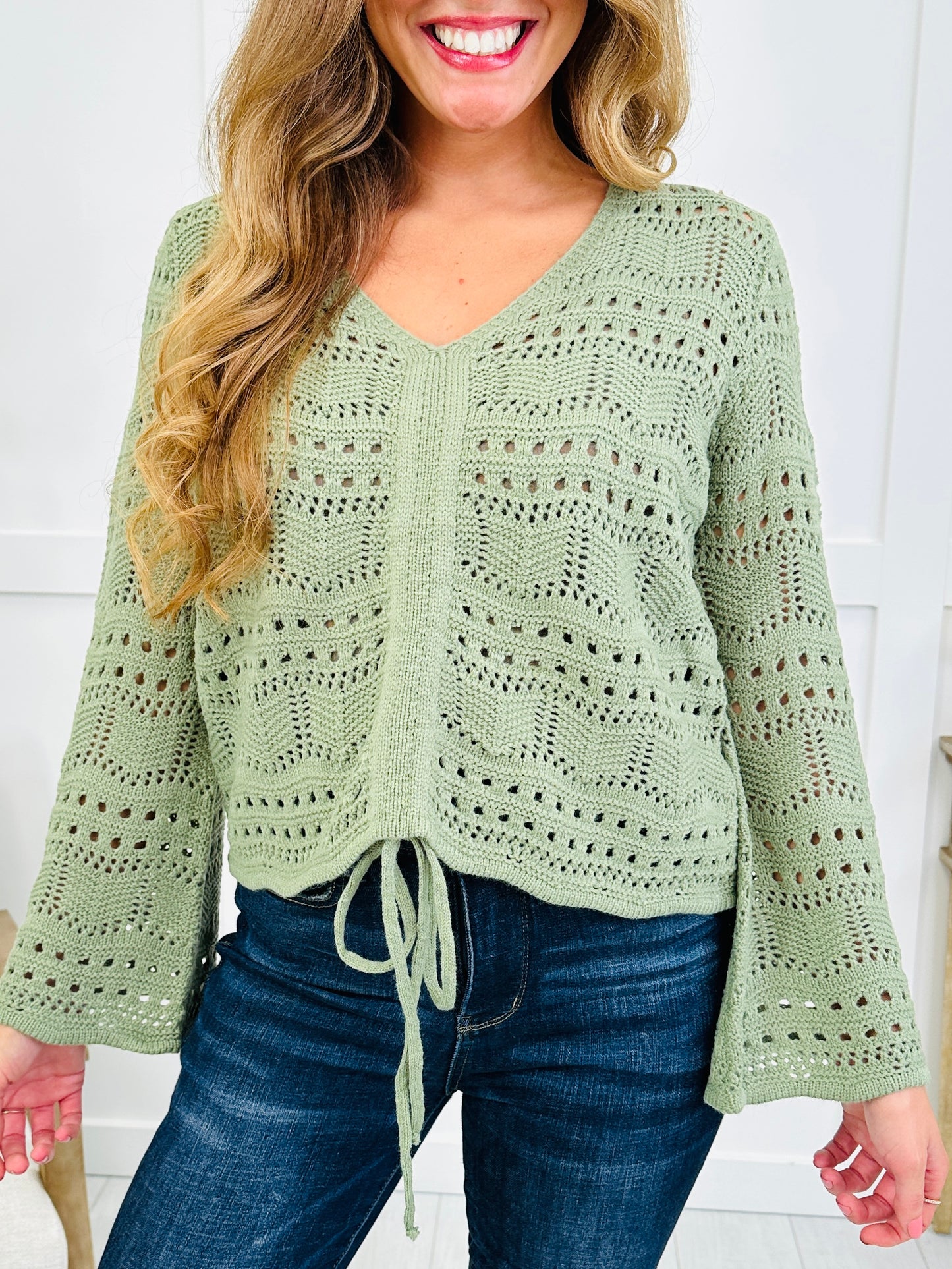 Sweetest Surrender Top In Sage Green