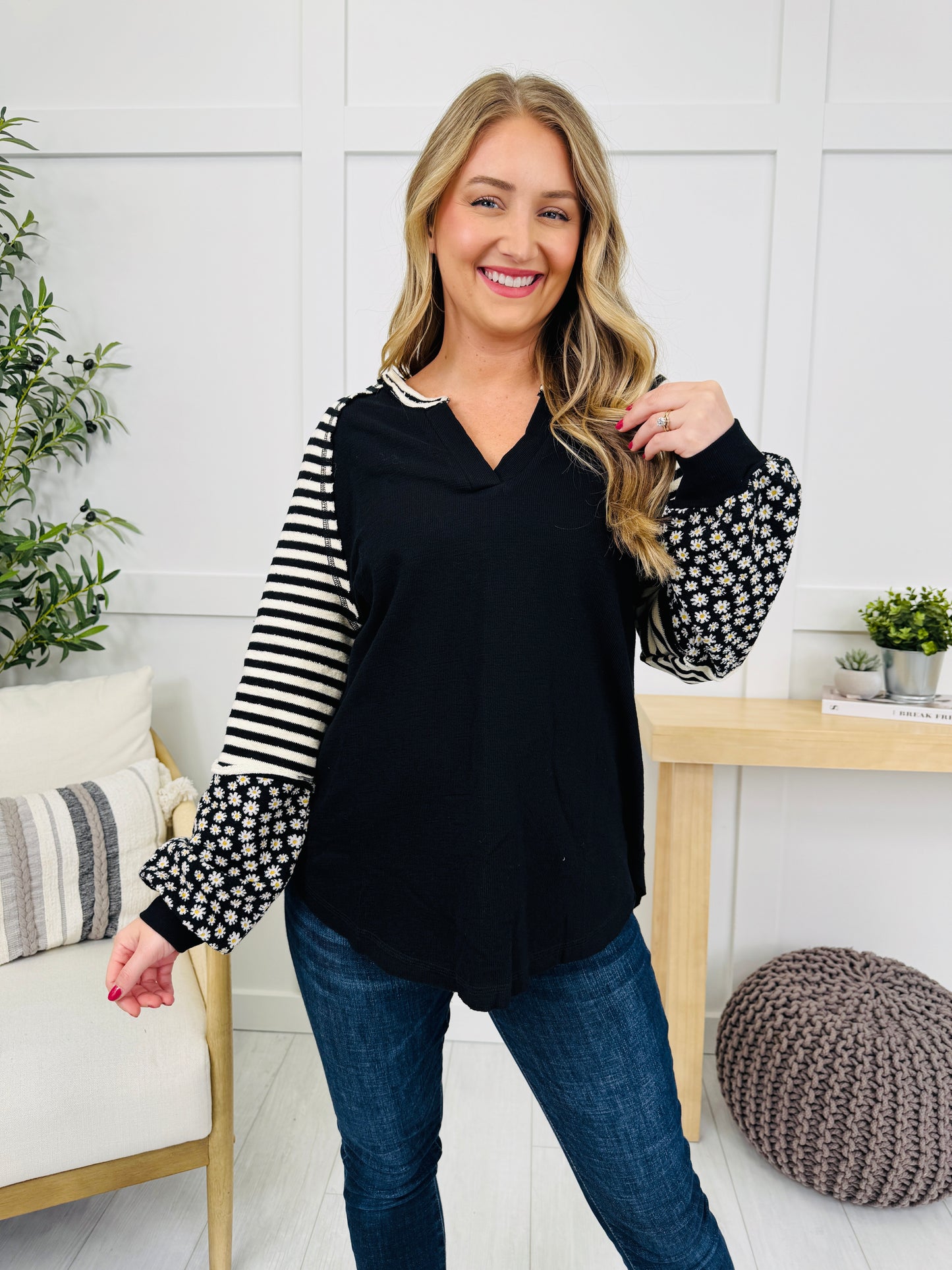 Struck By Stripes Top in Black