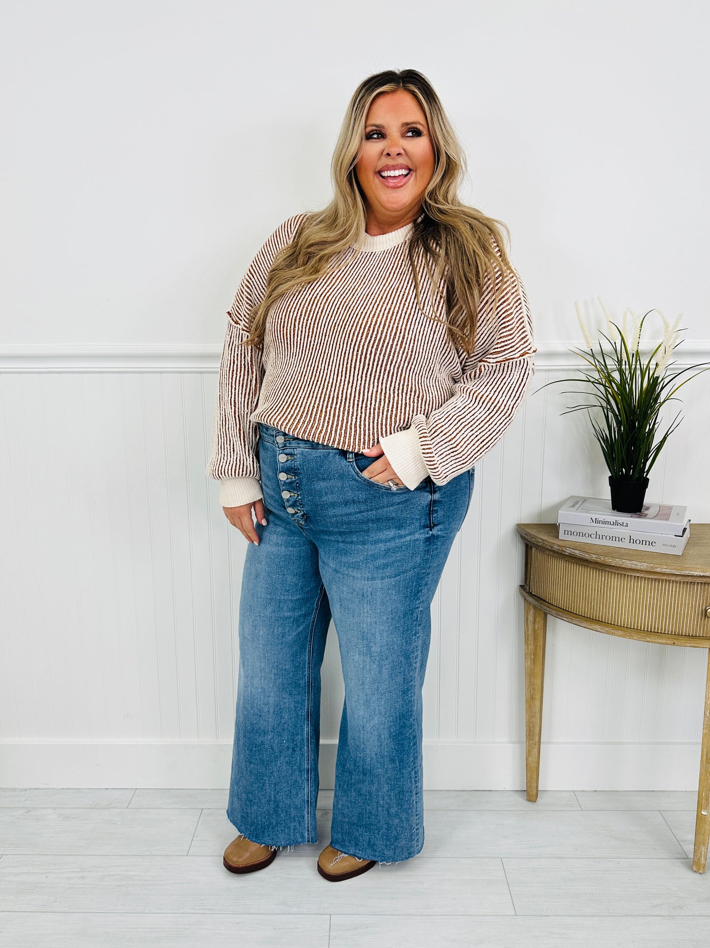 Push Your Buttons Tummy Control Wide Leg Jeans