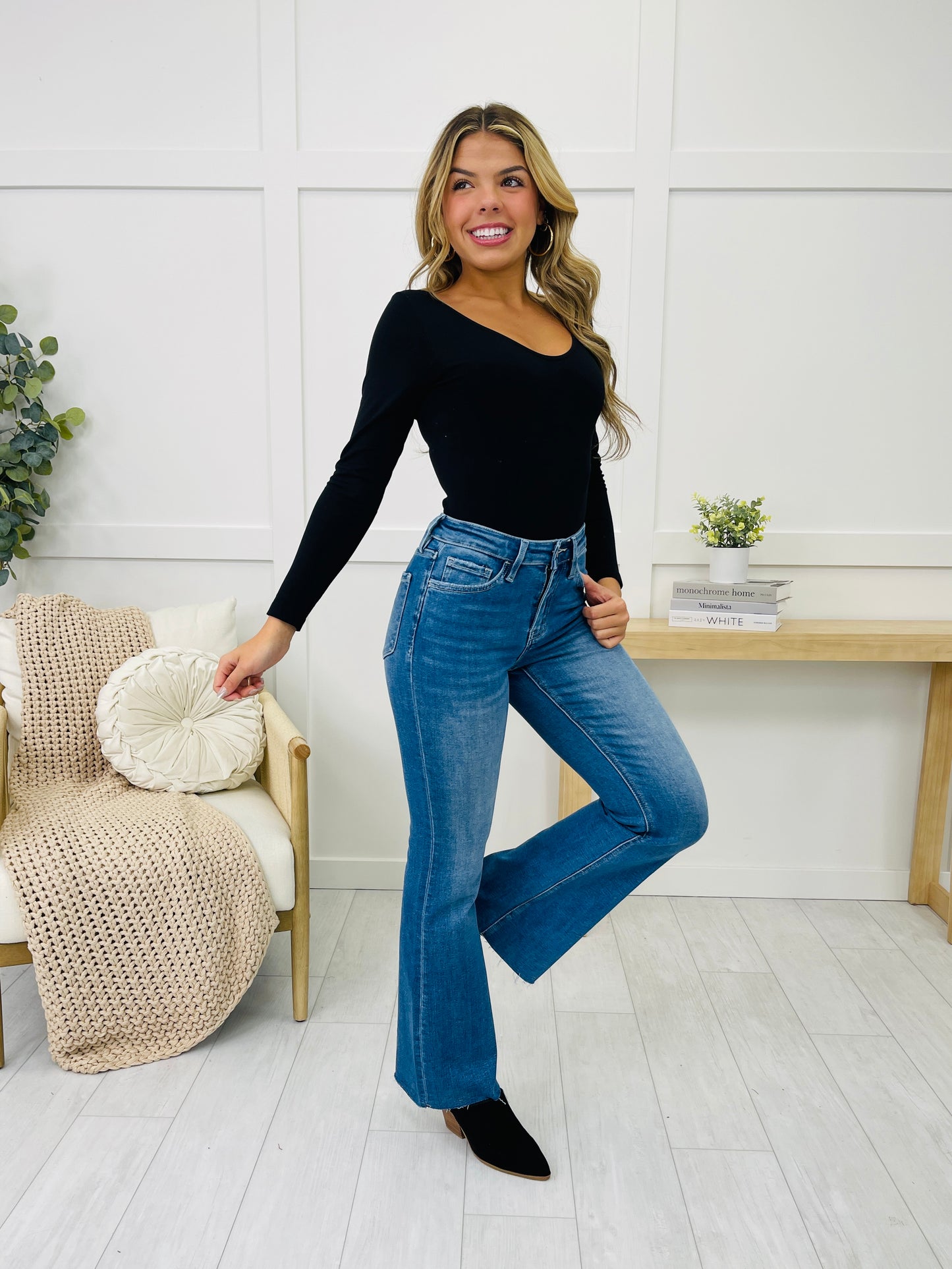 Lovervet Chill Vibes Only Relaxed Fit Flare Jeans in Reg/Curvy