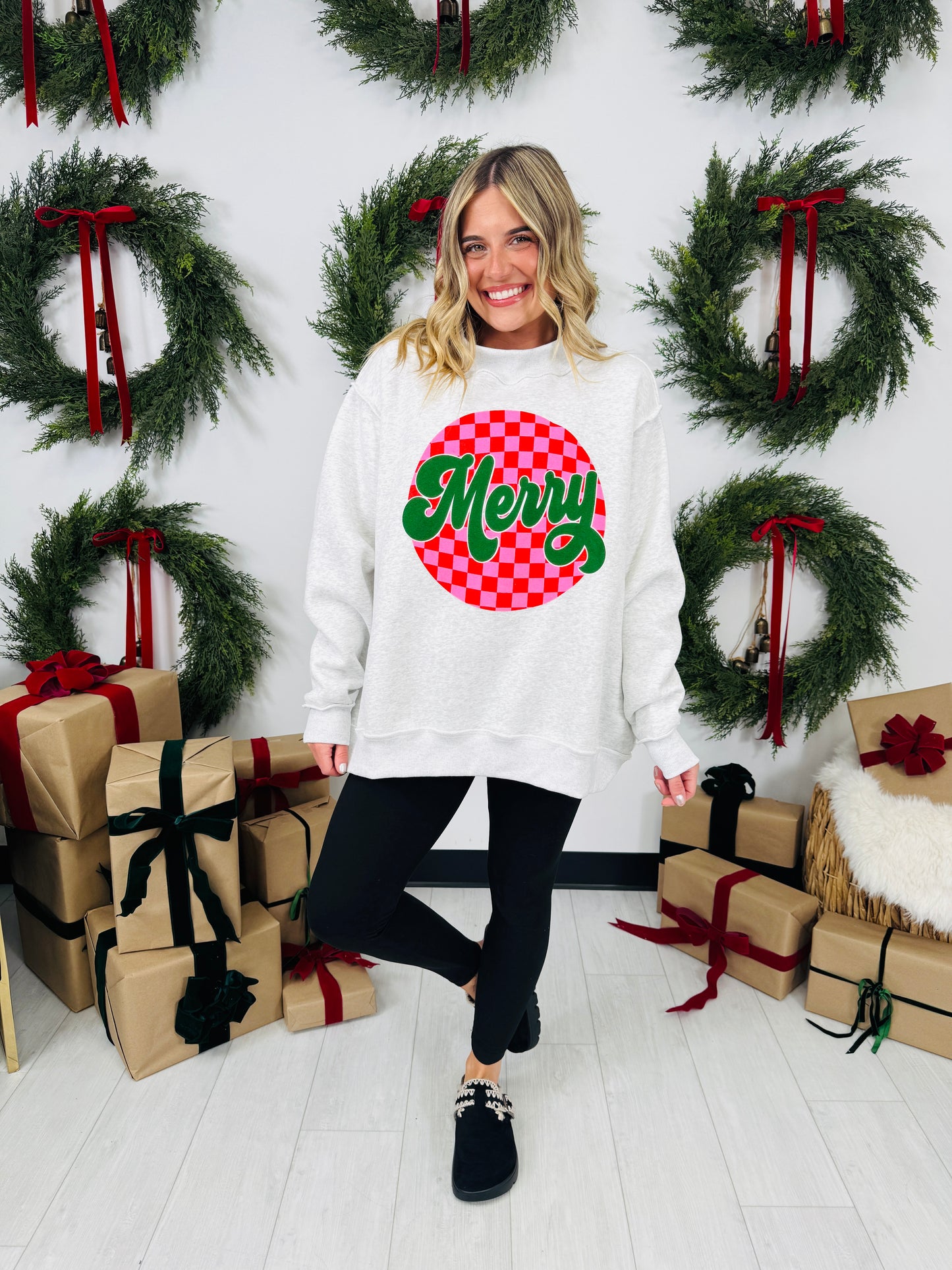 Merry Mood Mock Neck Graphic Sweatshirt