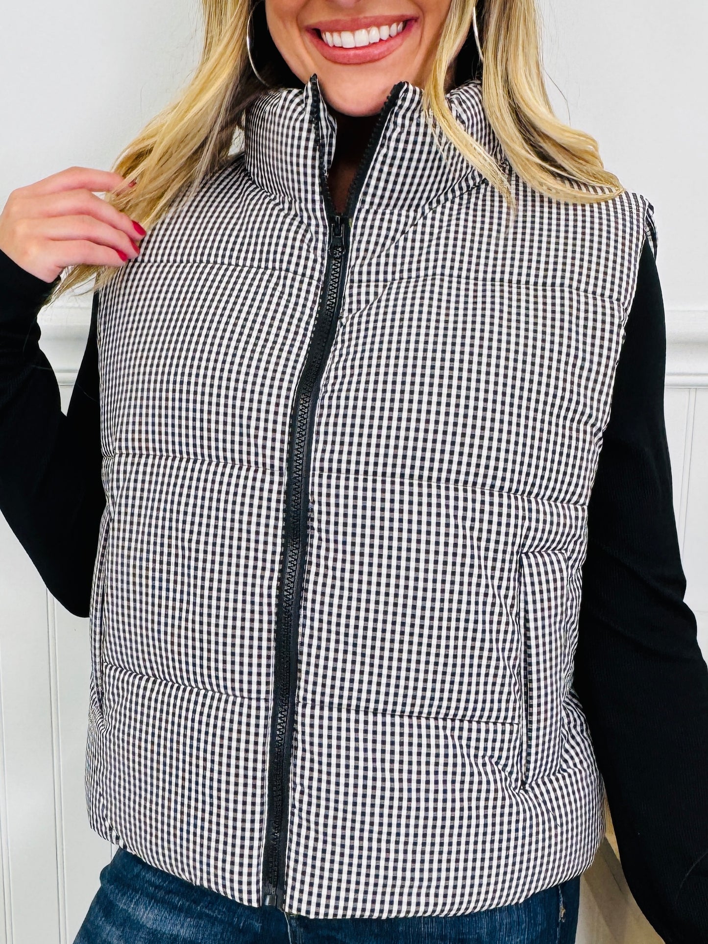 Gingham & Go Puffer Vest