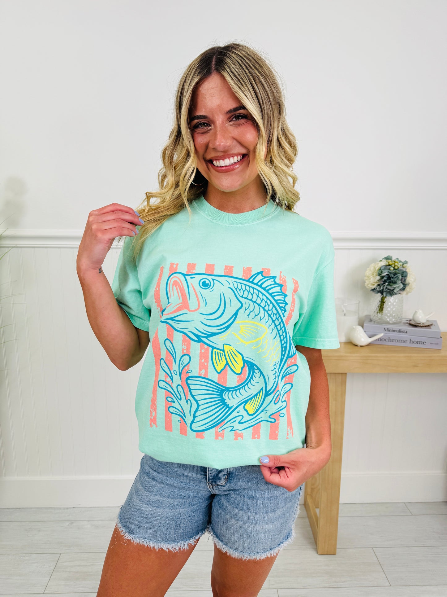 Retro Striped Bass Graphic Tee