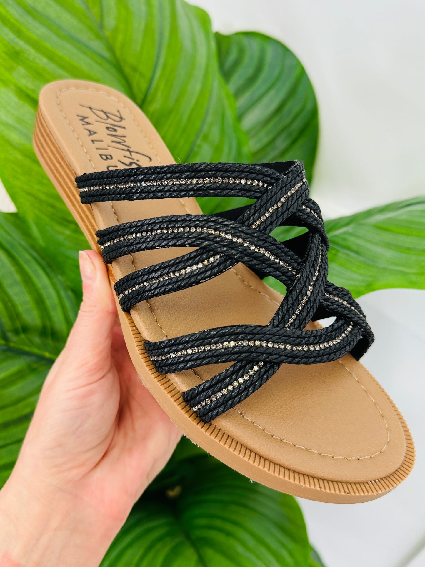 Braided Comfort Sandals In Black