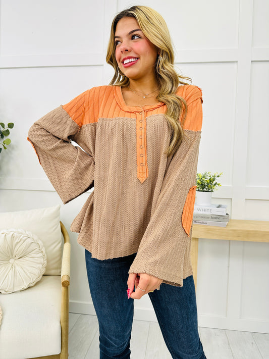 Country Charm Top In Mocha Multi