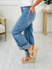 Off The Cuff Wide Leg Cuffed Tummy Control Cropped Jeans