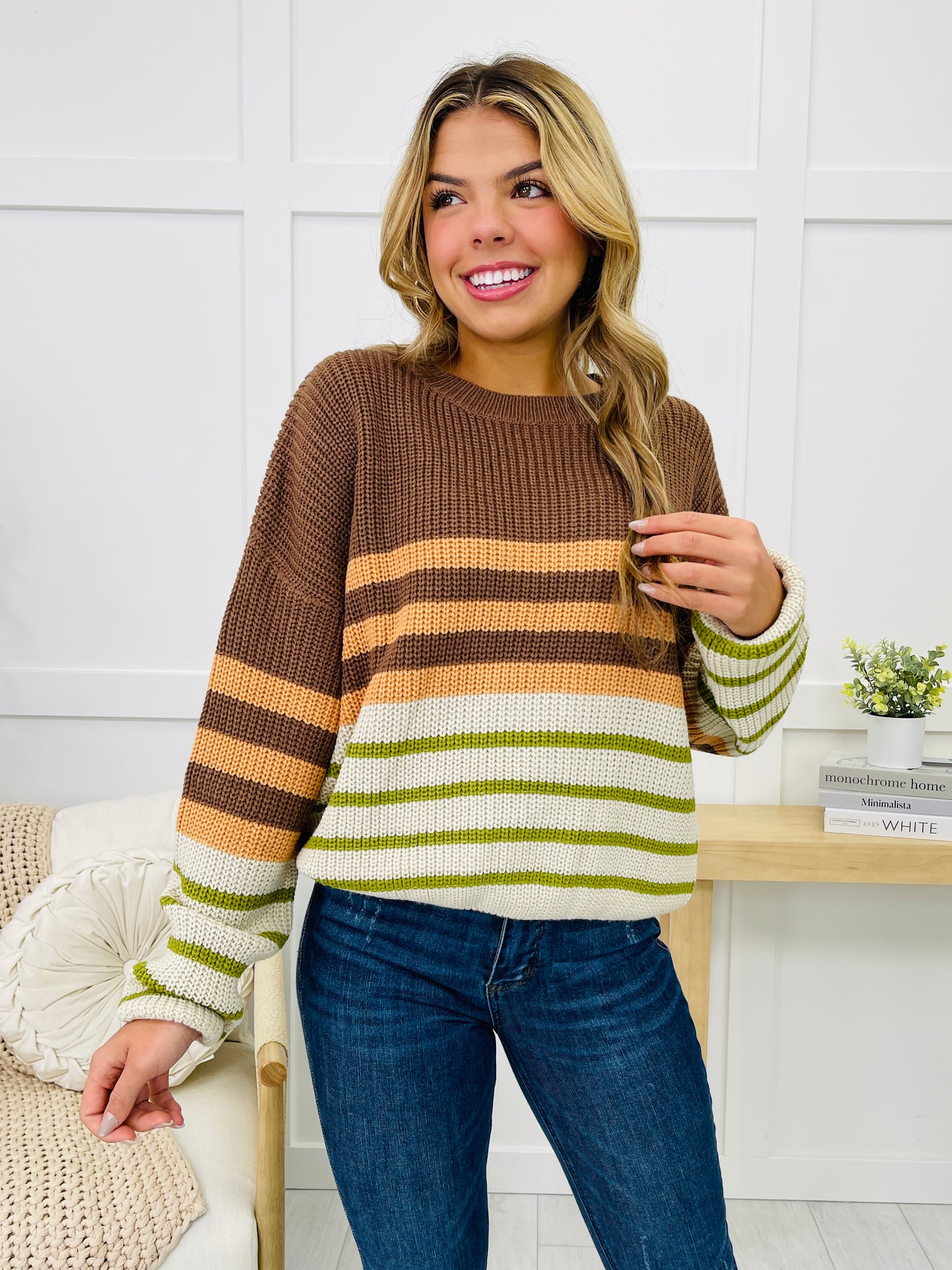 Autumn Streaks Sweater In Mocha/Oatmeal