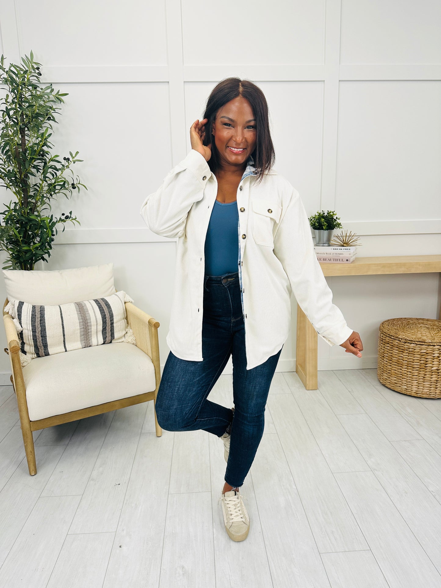 Wildfire Heart Flannel in Blue/Beige