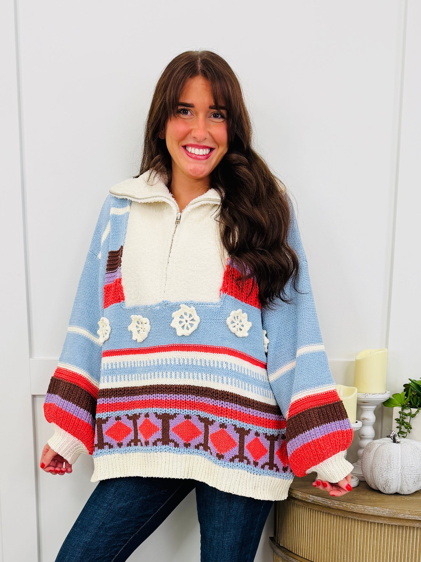 Cozy Carnival Sweater In Sky Multi