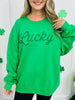 Green Glitter Lucky Crewneck Sweatshirt