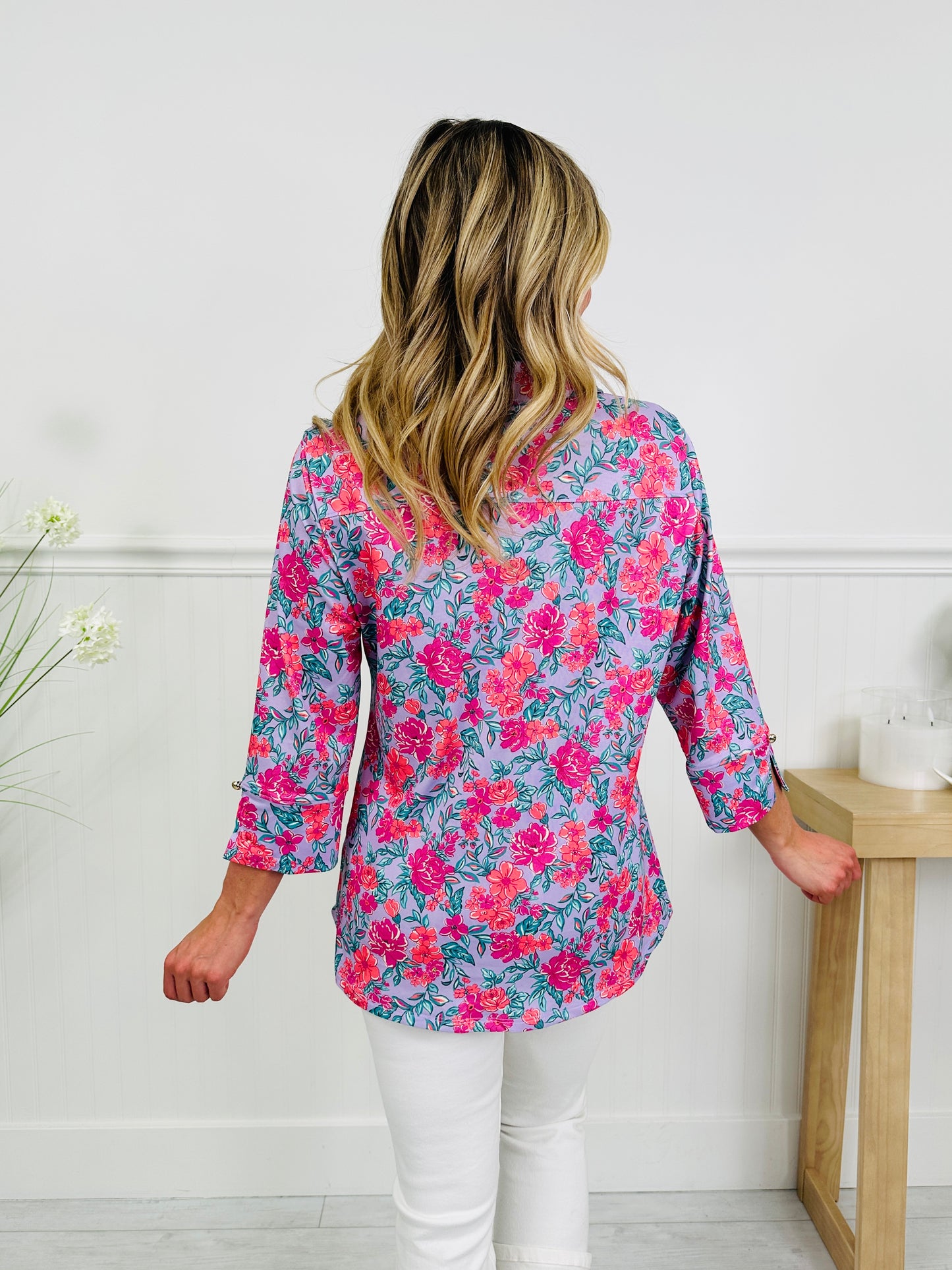 Bloom in Spring Top in Rose Print