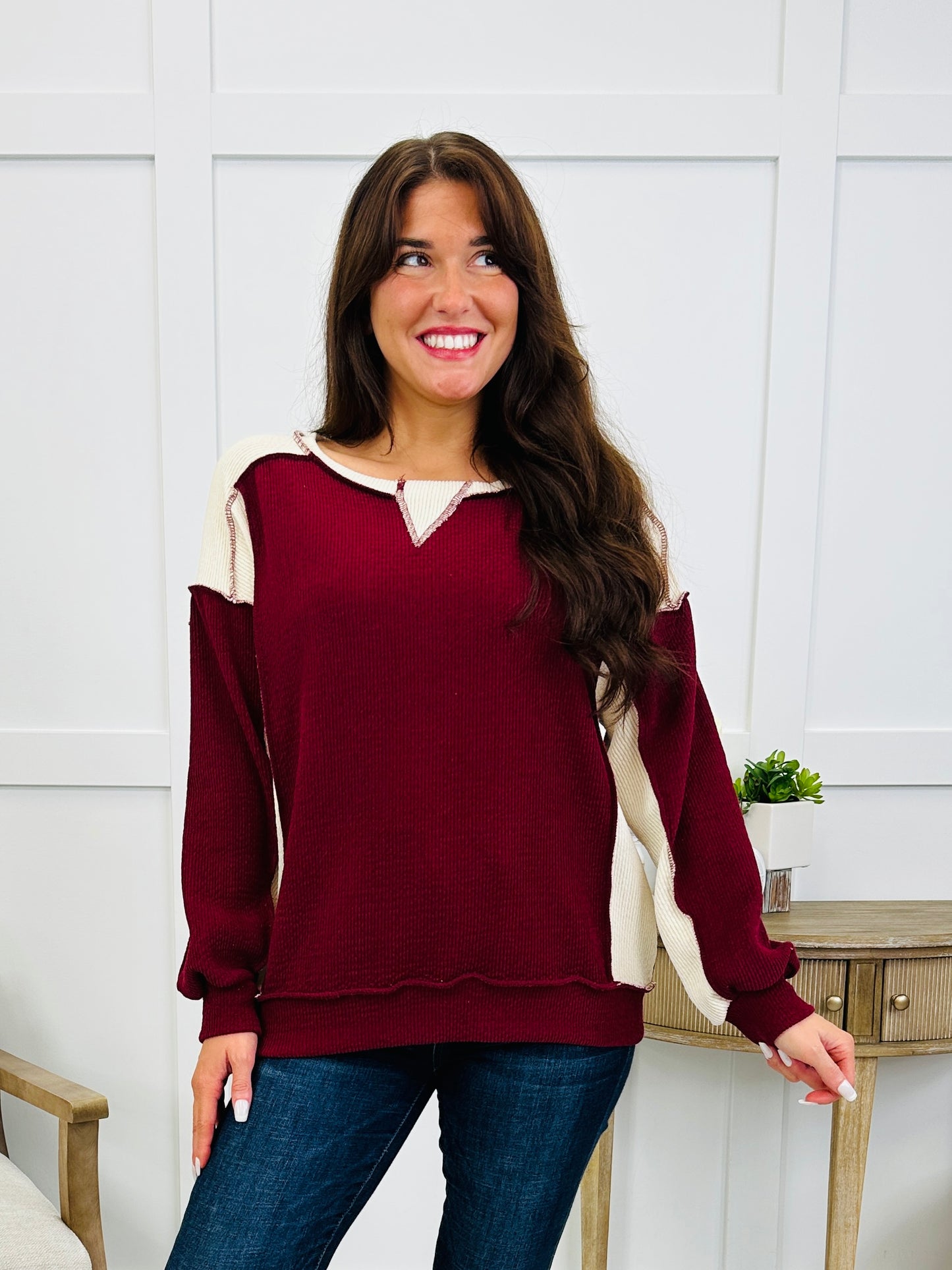 Café Cozy Sweatshirt In Burgundy