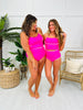 Ultra High Waisted Swim Bottoms in Bright Pink