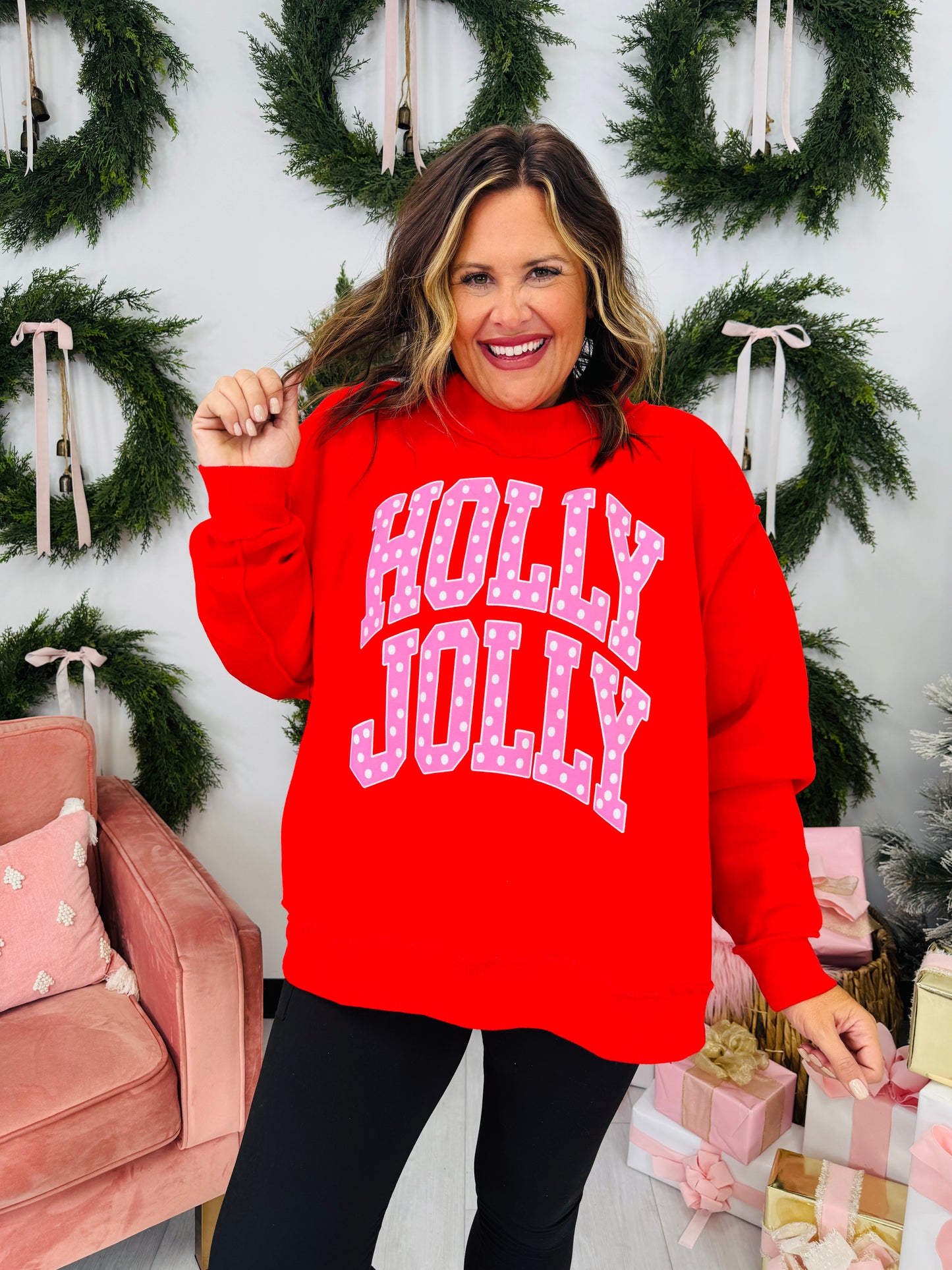 In My Holly Jolly Era Mock Neck Graphic Sweatshirt