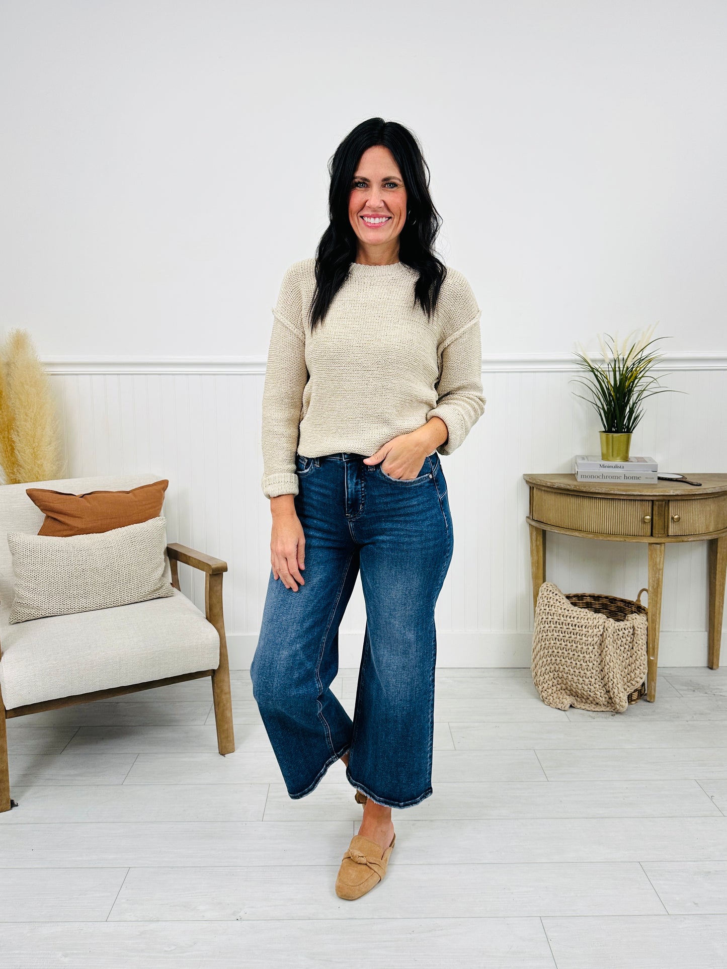 Fall After All Tummy Control Wide Leg Cropped Jeans