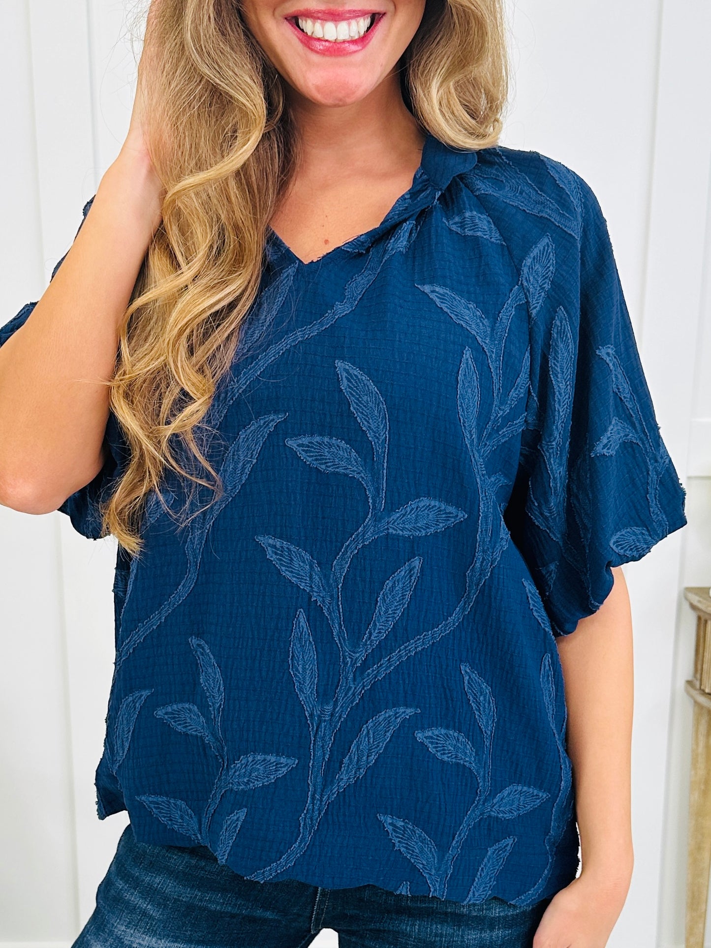 Navy Bloom Blouse