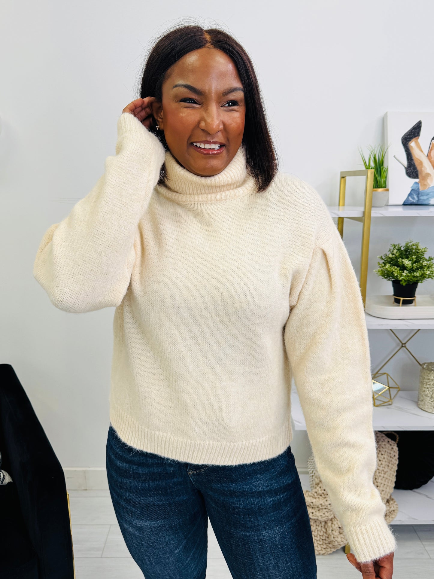 Hideaway Heart Sweater in Coconut