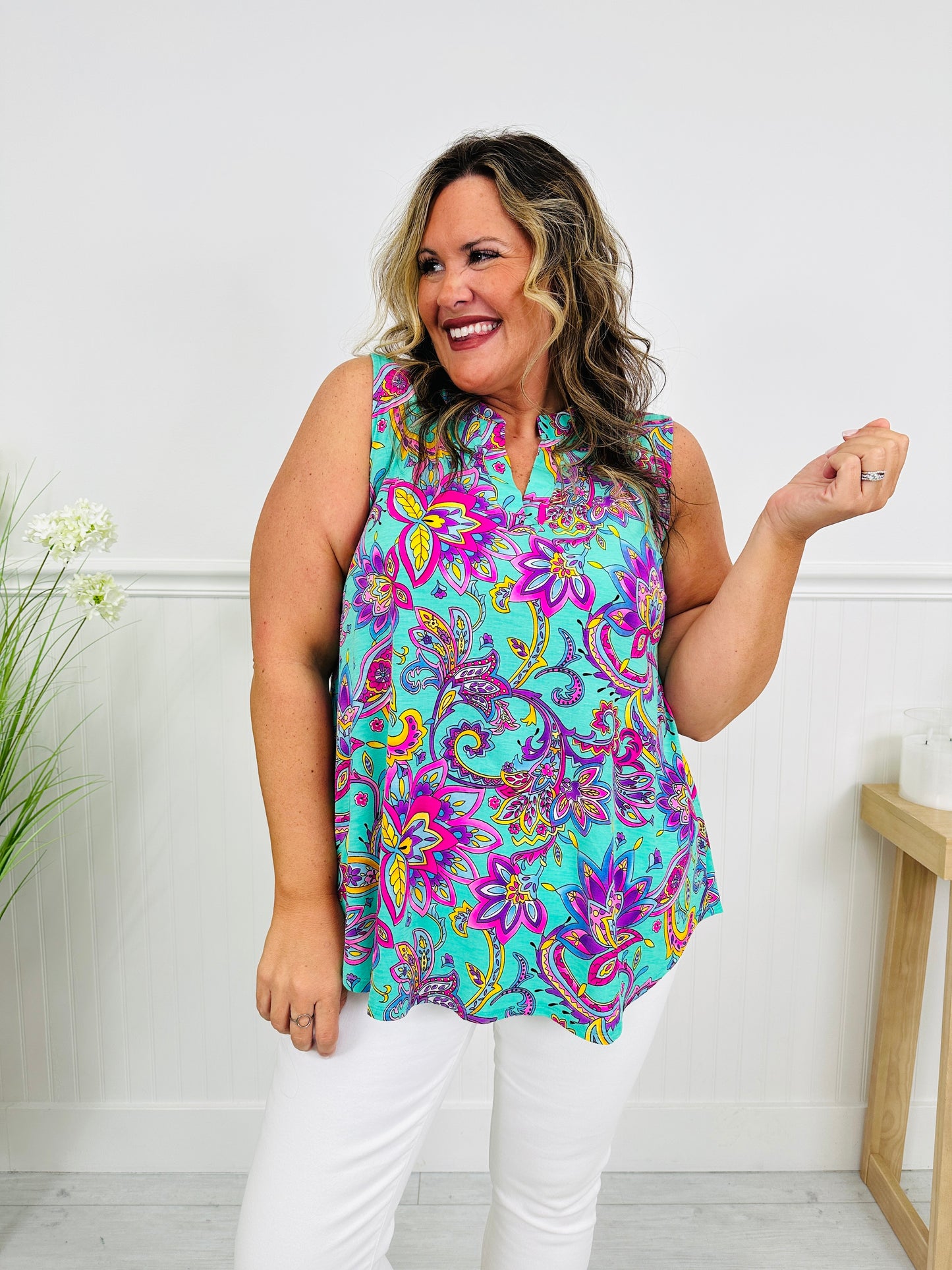 Sunshine Energy Top in Palm Beach Print