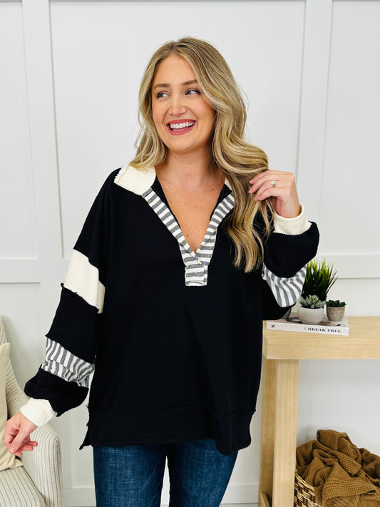 Retro Clash Top In Black Ivory