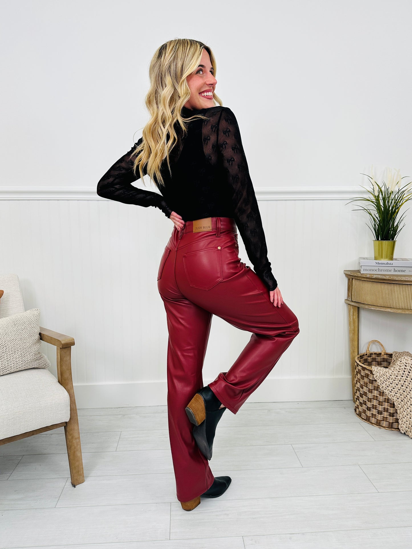 Judy Blue Flawless Finish Tummy Control Faux Leather Pants