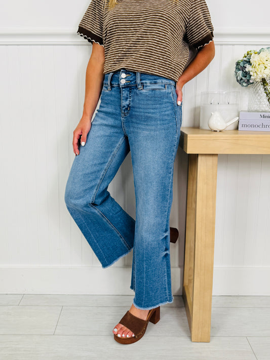 Double Check Tummy Control Wide Leg Cropped Jeans