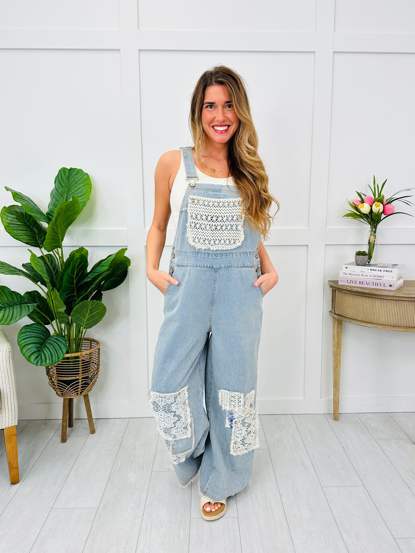 Laced Patchwork Overalls