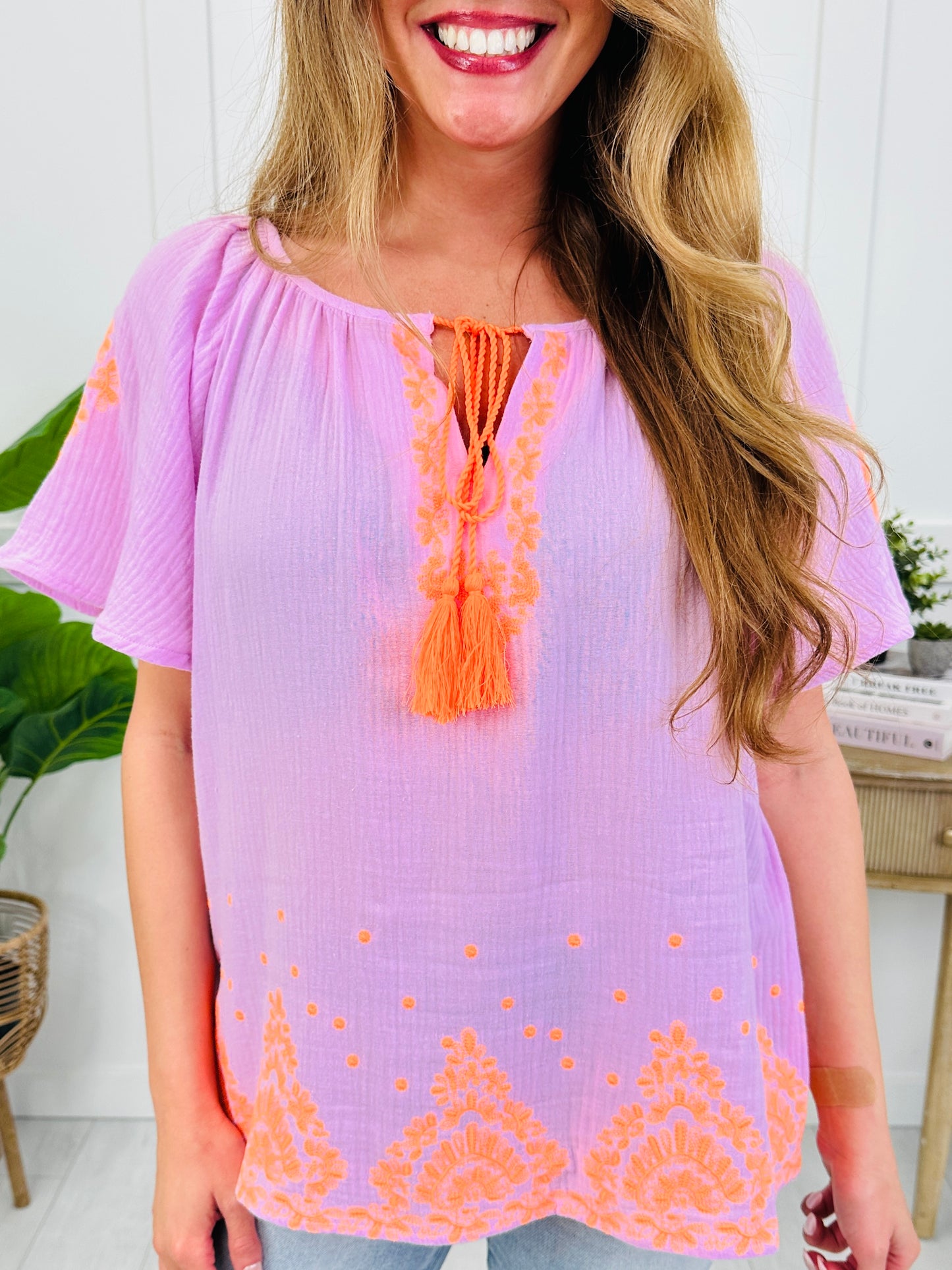 Sunkissed Stitches Top In Lilac