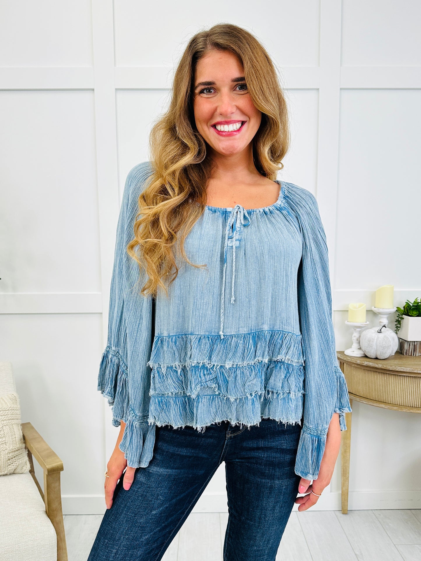 Dreamer's Delight Top In Denim Blue