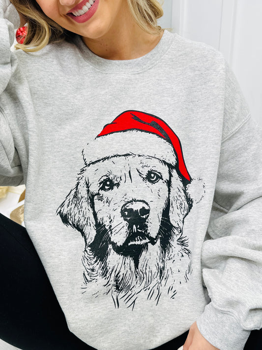 Jolly Golden Retriever Graphic Crewneck Sweatshirt