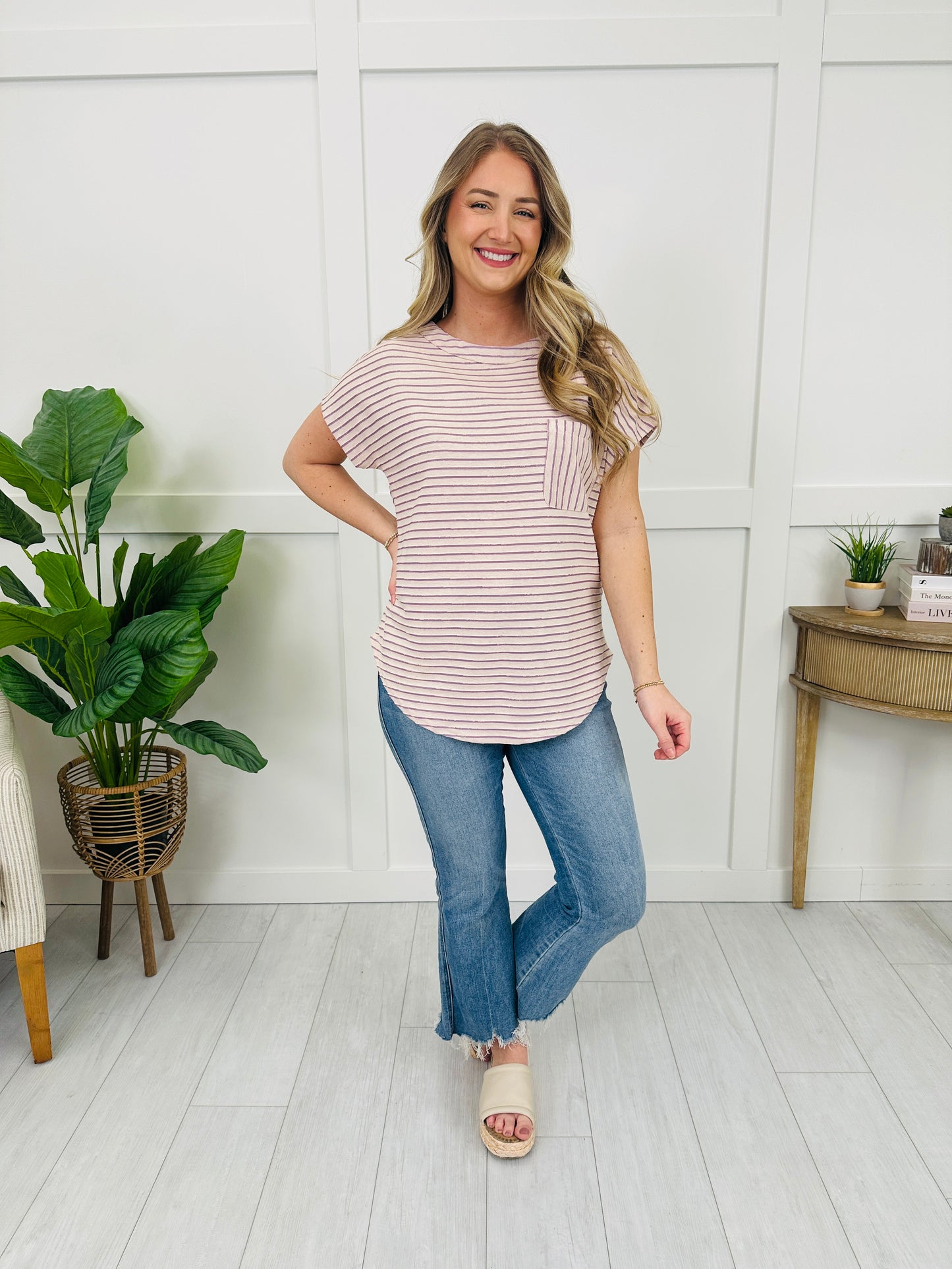 Low Key Stripe Top In Ivory