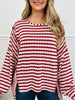 Striped Intuition Top in Burgundy