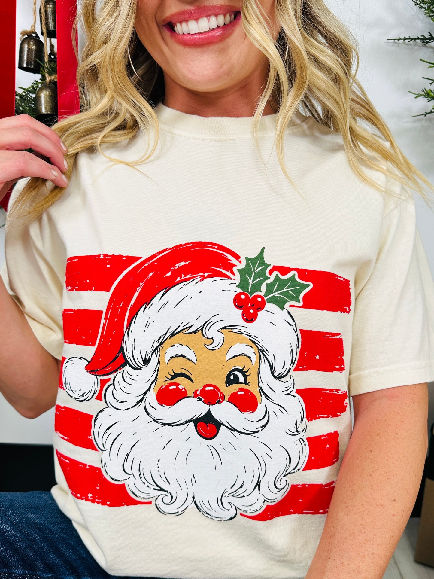 Striped Santa Graphic Tee