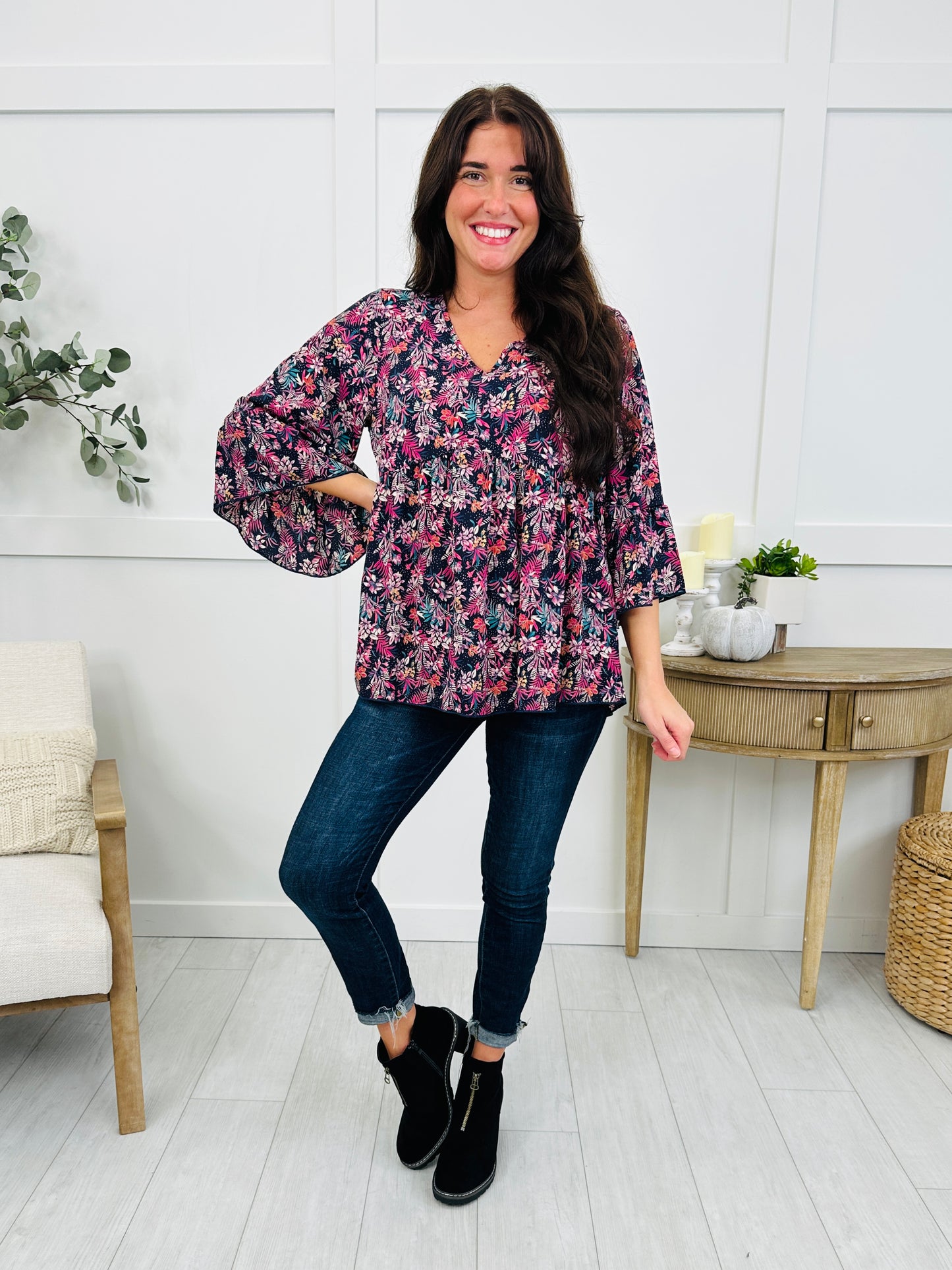 The Blooming Days Top In Navy
